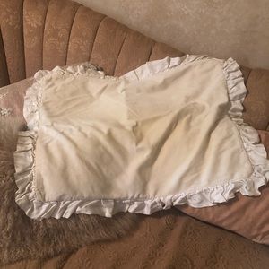 Bella Notte white velvet sham with satin ruffle.